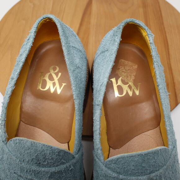 Blackstock & Weber Shoes Mens 11 Ellis Penny Loafers Blue Suede Goodyear Welted - Picture 9 of 11